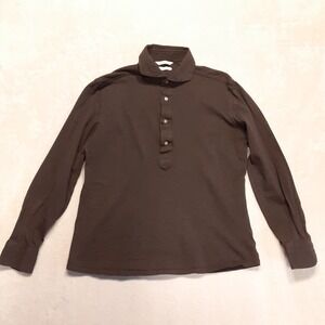 Suitsupply Mens LS Egyptian Cotton Polo M Brown Heather 41/42-16/16.5 Extra Slim